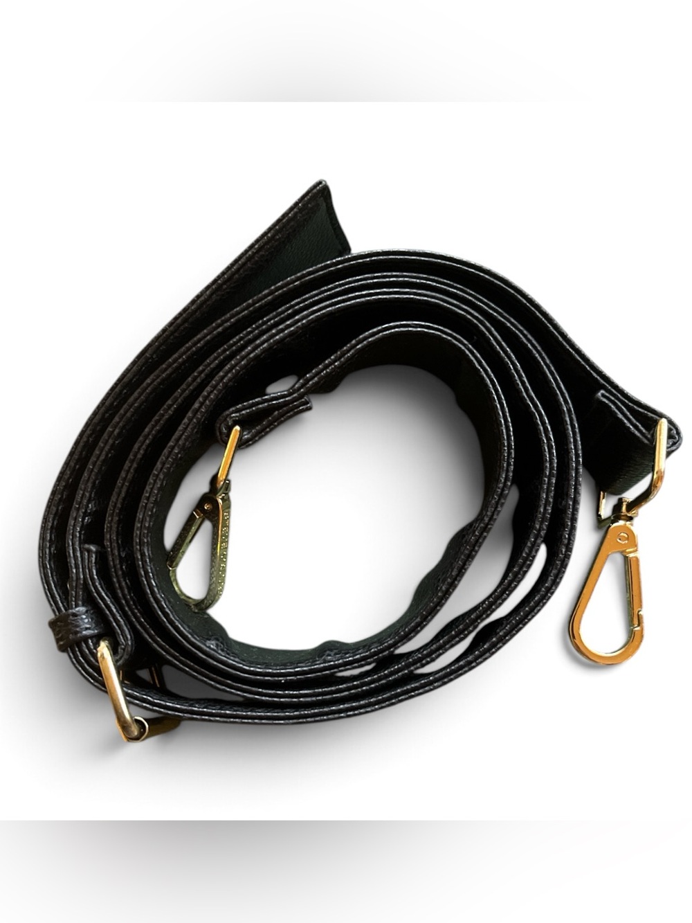 Steve Madden Black Faux Leather Adjustable Shoulder Strap with Gold Clips